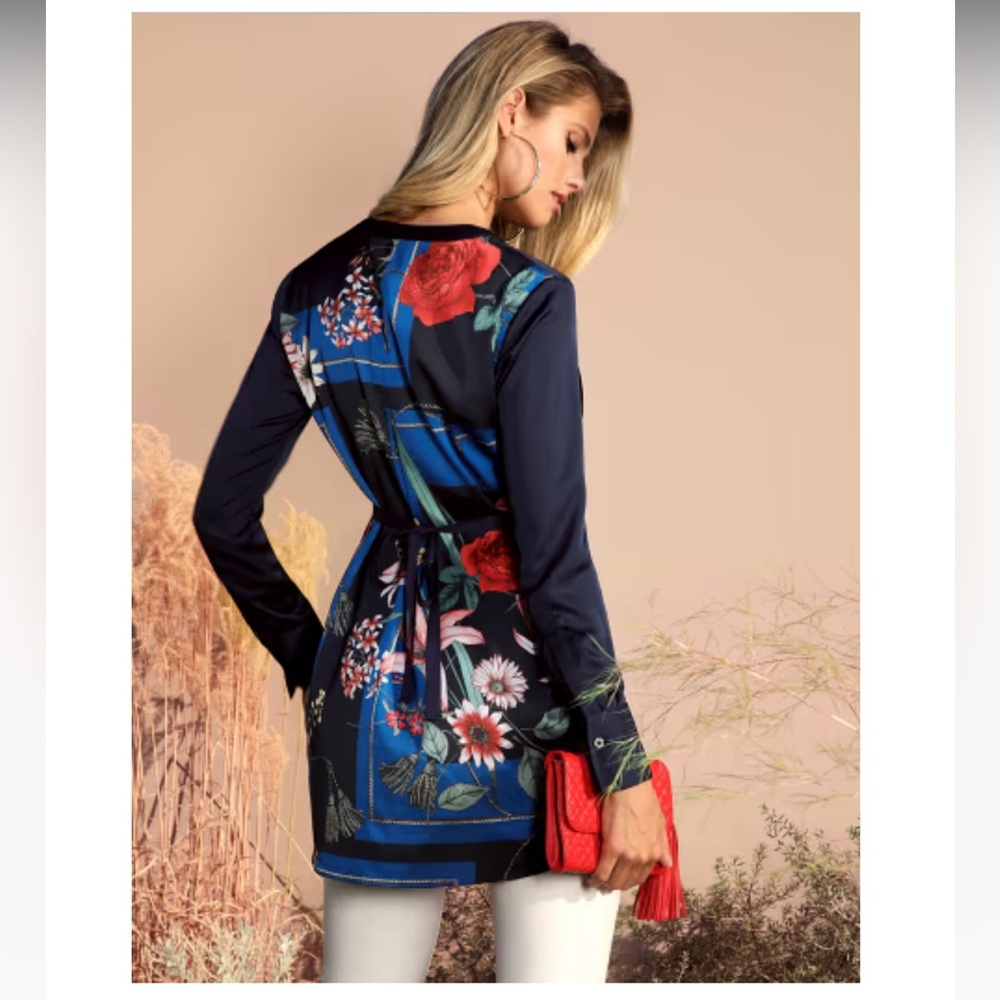 Marciano Long Sleeve Shirt with All Over Back Floral Design - Size L